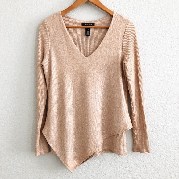 White House Black Market Tops - WHBM Double Layer Asymmetrical Knit Tunic Top